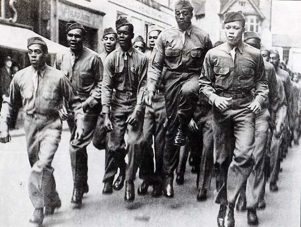 African-American and white soldiers during World War II